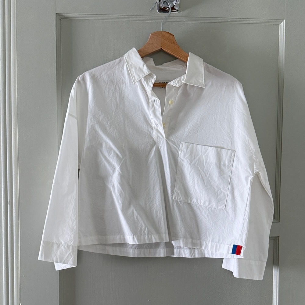 KULE white cropped oxford shirt